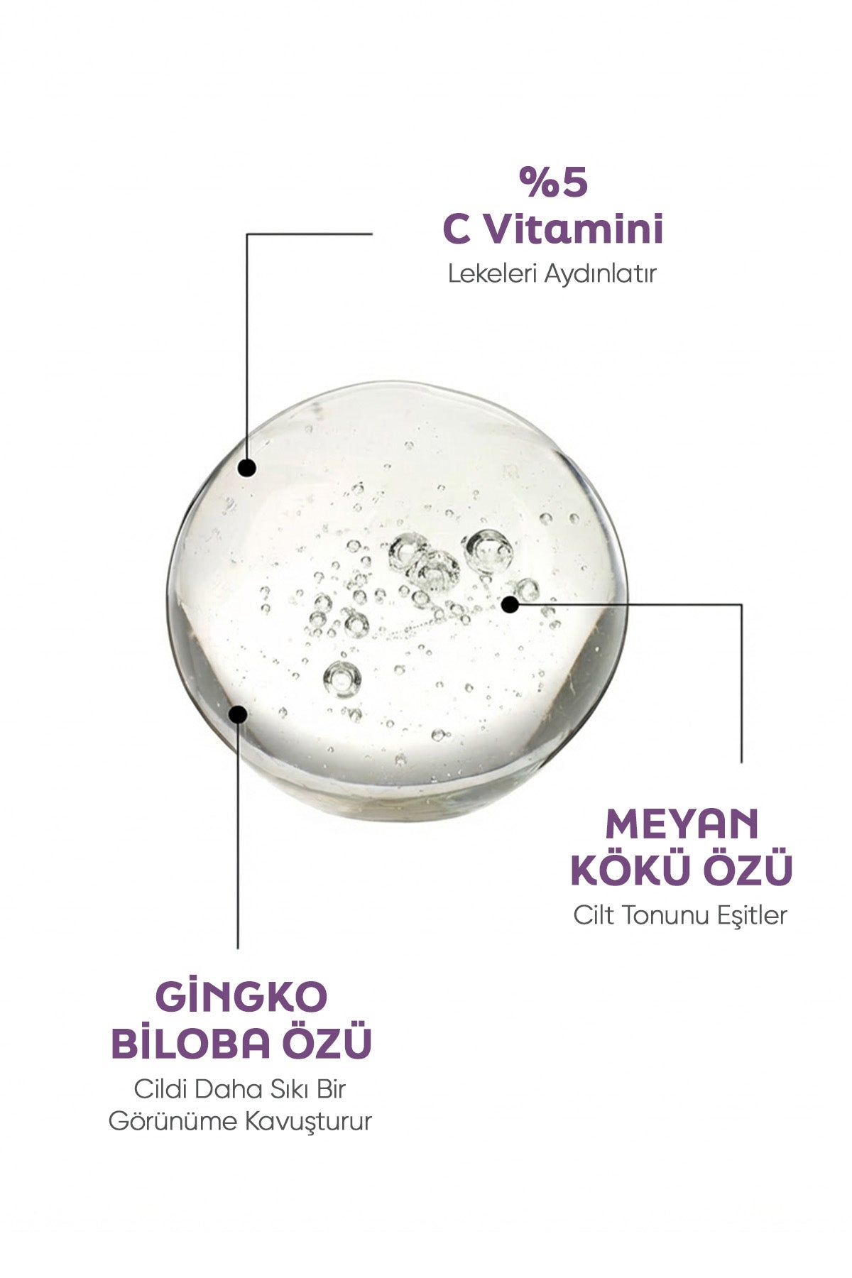 Aydınlatıcı %5 C Vitamini & Niasinamid İçeren Serum – Meyan Kökü ve Ginkgo Biloba Özlü 30 ml