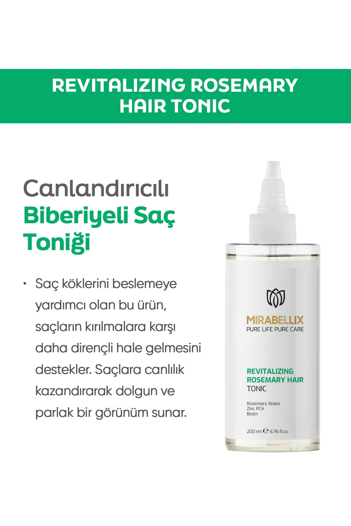 Canlandırıcı Biberiye & Biotin Saç Toniği – Çinko PCA Destekli Güçlendirici Bakım 200 ml
