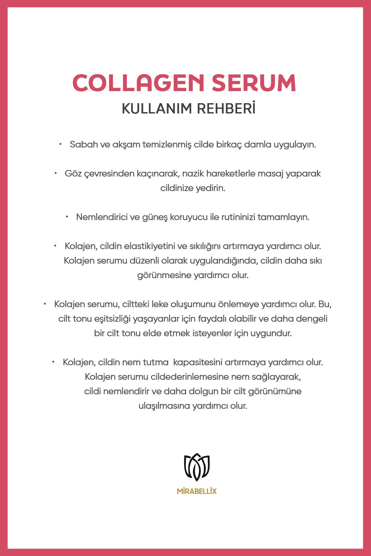 Elastikiyet Arttırıcı ve Kırışıklık Karşıtı Kolajen & Peptit Serum – Hyaluronik Asit Kompleksi Destekli 30 ml