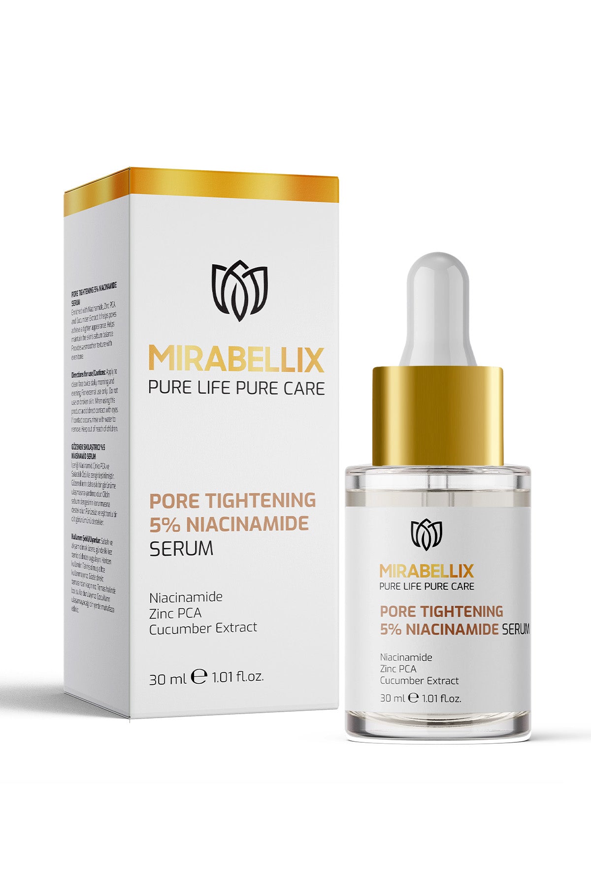 Gözenek Sıkılaştırıcı %5 Niasinamid & Çinko PCA İçeren Aydınlatıcı ve Yatıştırıcı Serum – Salatalık Özlü 30 ml