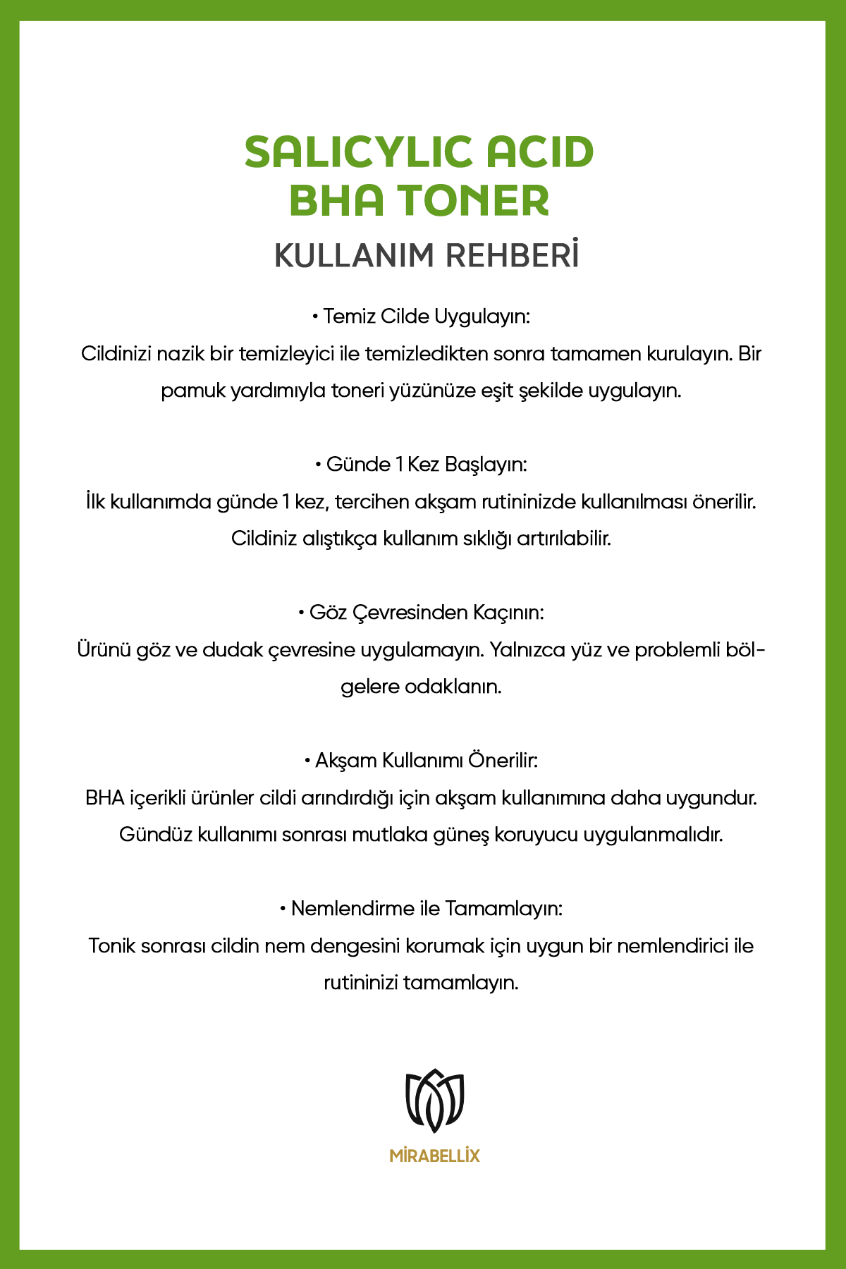Salisilik Asit (BHA), Niasinamid ve Yeşil Çay Özlü Gözenek Temizleyici ve Akne Karşıtı Tonik – 200 ml