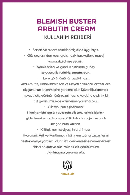 Arbutin, Meyan Kökü Özlü Leke Karşıtı &amp; Aydınlatıcı Krem – Niacinamide ve Hyaluronik Asit Destekli 50 ml