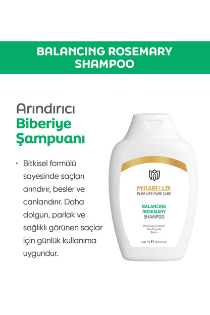 Arındırıcı Biberiye Şampuanı - Dökülme Karşıtı Biotin ve Çay Ağacı Yağı İçeren Güçlendirici Etki 300 ml