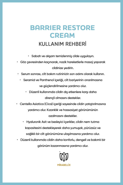 Centella Asiatica (Cica) &amp; Seramid İçeren Bariyer Güçlendirici ve Onarıcı Krem – Pantenol Destekli 50 ml