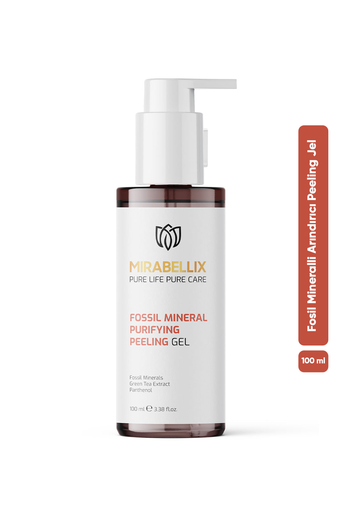 Fosil Mineral &amp; Yeşil Çay Özlü Arındırıcı Peeling Yüz Yıkama Jeli – Pantenol ve Pirinç Kepeği Yağı Destekli 100 ml