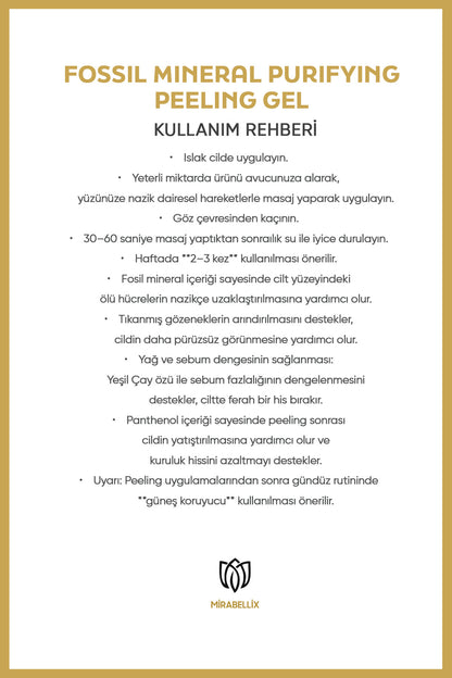 Fosil Mineral &amp; Yeşil Çay Özlü Arındırıcı Peeling Yüz Yıkama Jeli – Pantenol ve Pirinç Kepeği Yağı Destekli 100 ml