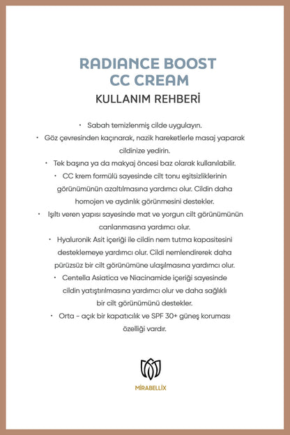 Işıltı Veren CC Krem – Centella Asiatica, Hyalüronik Asit ve Niasinamid İçerikli 50 ml