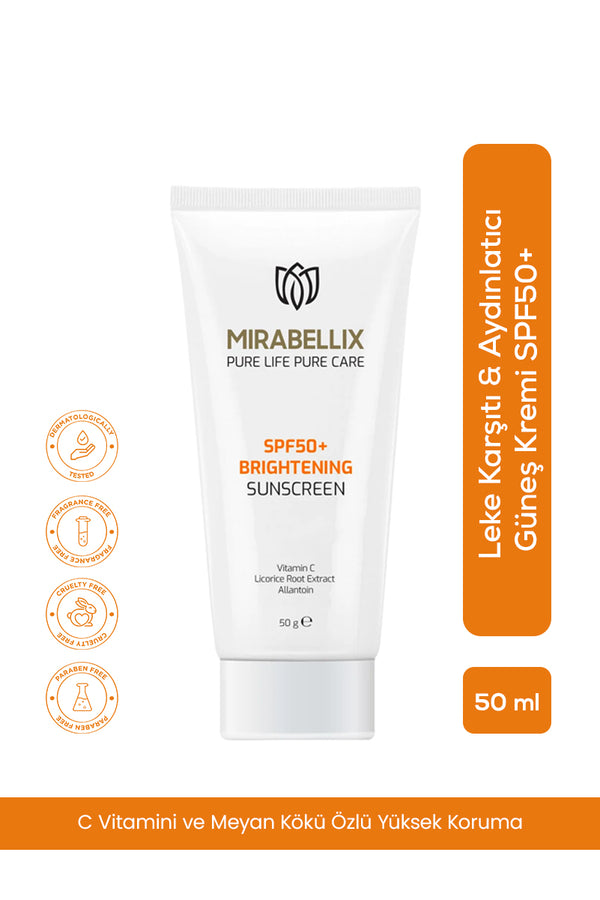Leke Karşıtı & Aydınlatıcı Güneş Kremi SPF50+ – C Vitamini ve Meyan Kökü Özlü Yüksek Koruma 50 ml