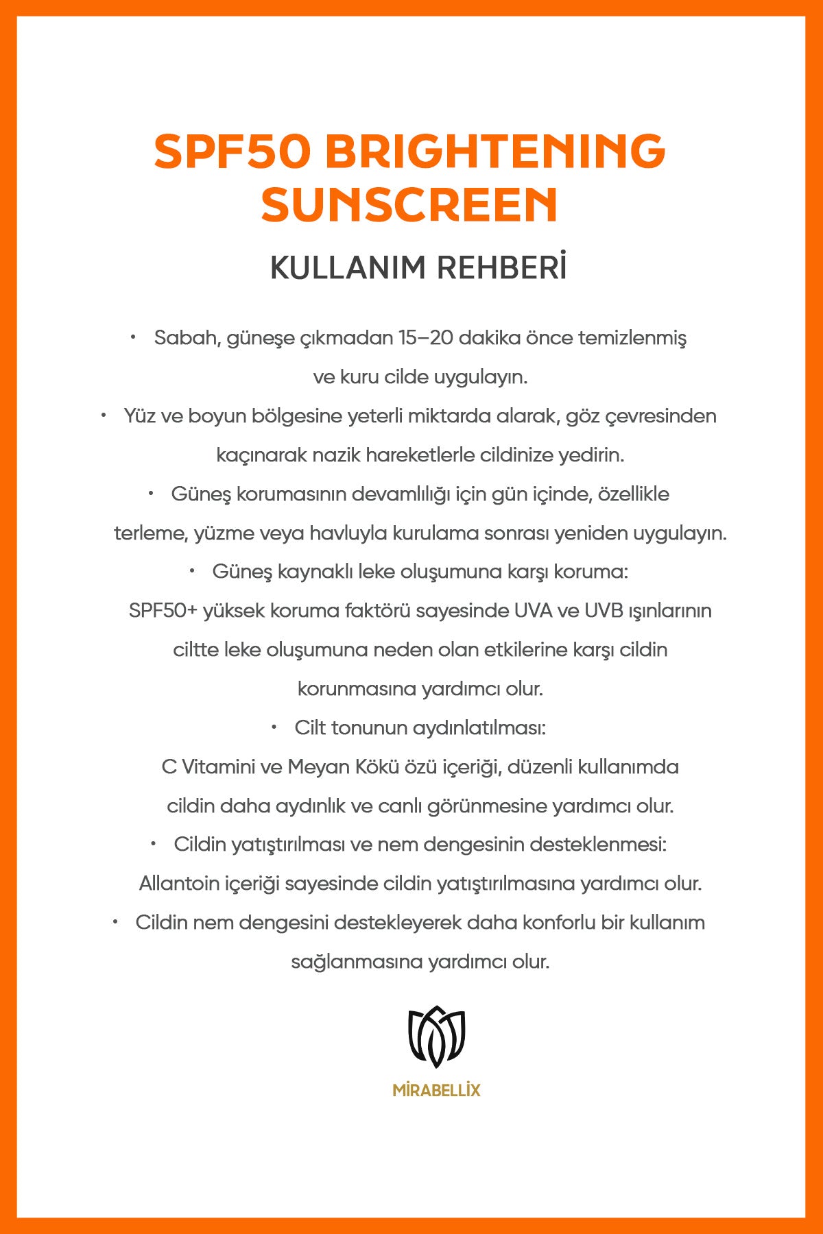 Leke Karşıtı &amp; Aydınlatıcı Güneş Kremi SPF50+ – C Vitamini ve Meyan Kökü Özlü Yüksek Koruma 50 ml