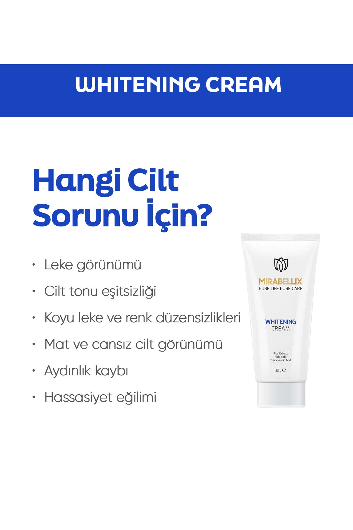 Leke Karşıtı Beyazlatıcı Krem – Pirinç Özü İçeren Aydınlatıcı Bakım 50 ml