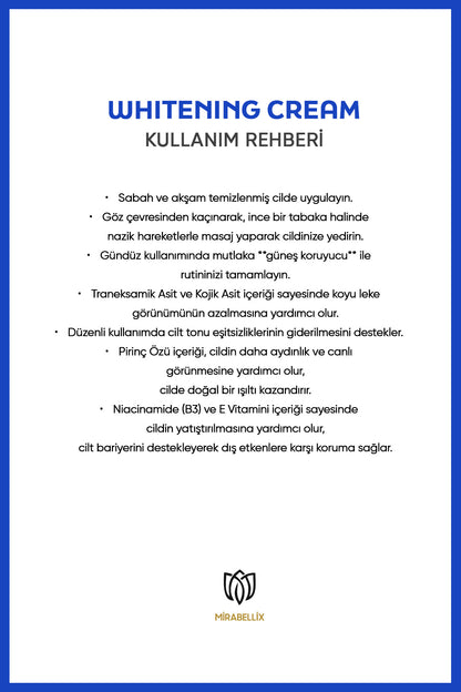 Leke Karşıtı Beyazlatıcı Krem – Pirinç Özü İçeren Aydınlatıcı Bakım 50 ml