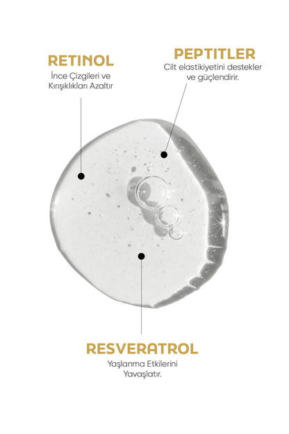 Retinol, Peptit İçeren Yaşlanma Karşıtı ve Cilt Yenileyici Serum – İnce Çizgi ve Leke Karşıtı 30 ml