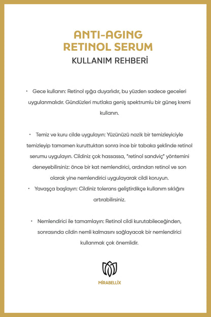 Retinol, Peptit İçeren Yaşlanma Karşıtı ve Cilt Yenileyici Serum – İnce Çizgi ve Leke Karşıtı 30 ml