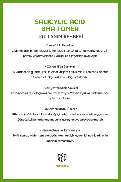 Salisilik Asit (BHA), Niasinamid ve Yeşil Çay Özlü Gözenek Temizleyici ve Akne Karşıtı Tonik – 200 ml
