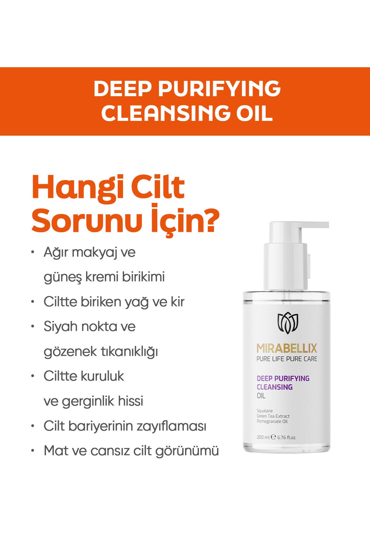 Skualen ve Bitkisel Yağ İçerikli Yağ Bazlı Temizleyici - Yüz Ve Vücut İçin Temizleme Yağı 200 Ml