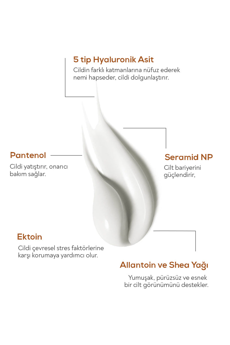 Yoğun Nemlendirici Krem Maske – 5’li Hyaluronik Asit Kompleksi, Seramid Destekli 50 ml