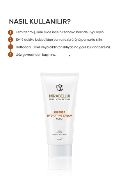 Yoğun Nemlendirici Krem Maske – 5’li Hyaluronik Asit Kompleksi, Seramid Destekli 50 ml
